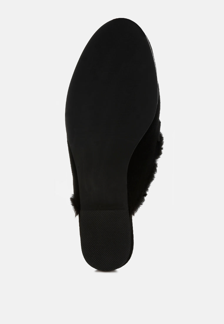 suede & faux fur slip on mules by ruw#color_black