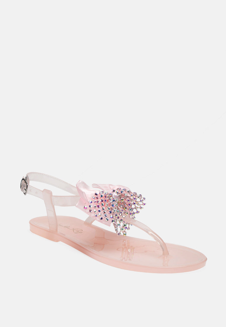 bow-tie t strap flat sandals#color_nude