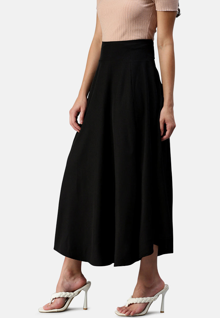 Bow Detail Slit Long Skirt#color_black