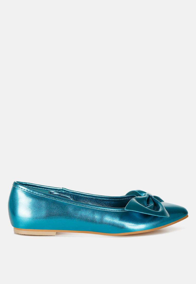 metallic pleather bow ballerinas by ruw#color_blue