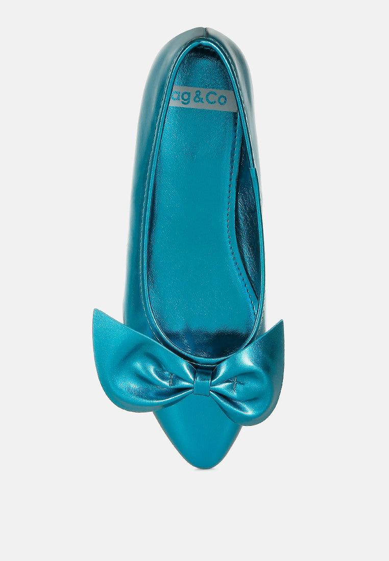 metallic pleather bow ballerinas by ruw#color_blue