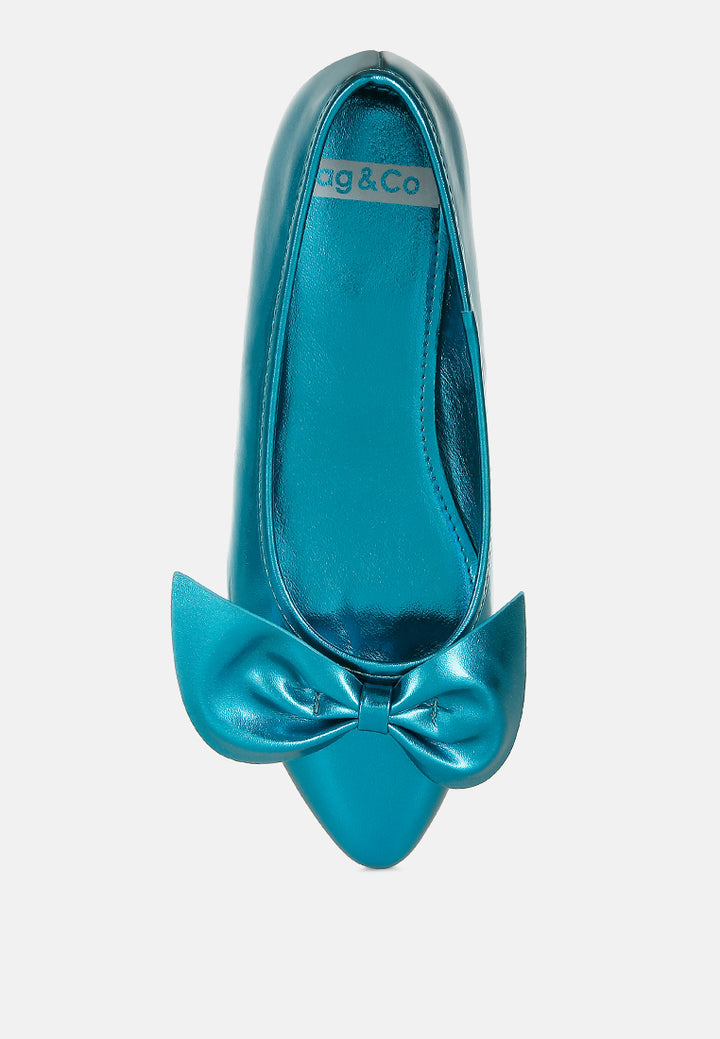 metallic pleather bow ballerinas by ruw#color_blue