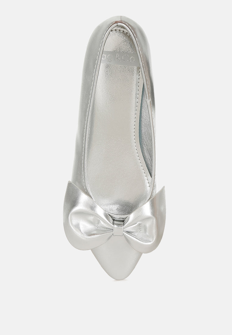 metallic pleather bow ballerinas by ruw#color_silver