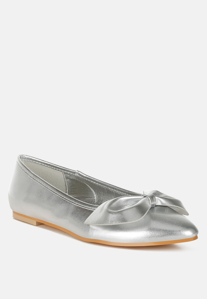 metallic pleather bow ballerinas by ruw#color_silver