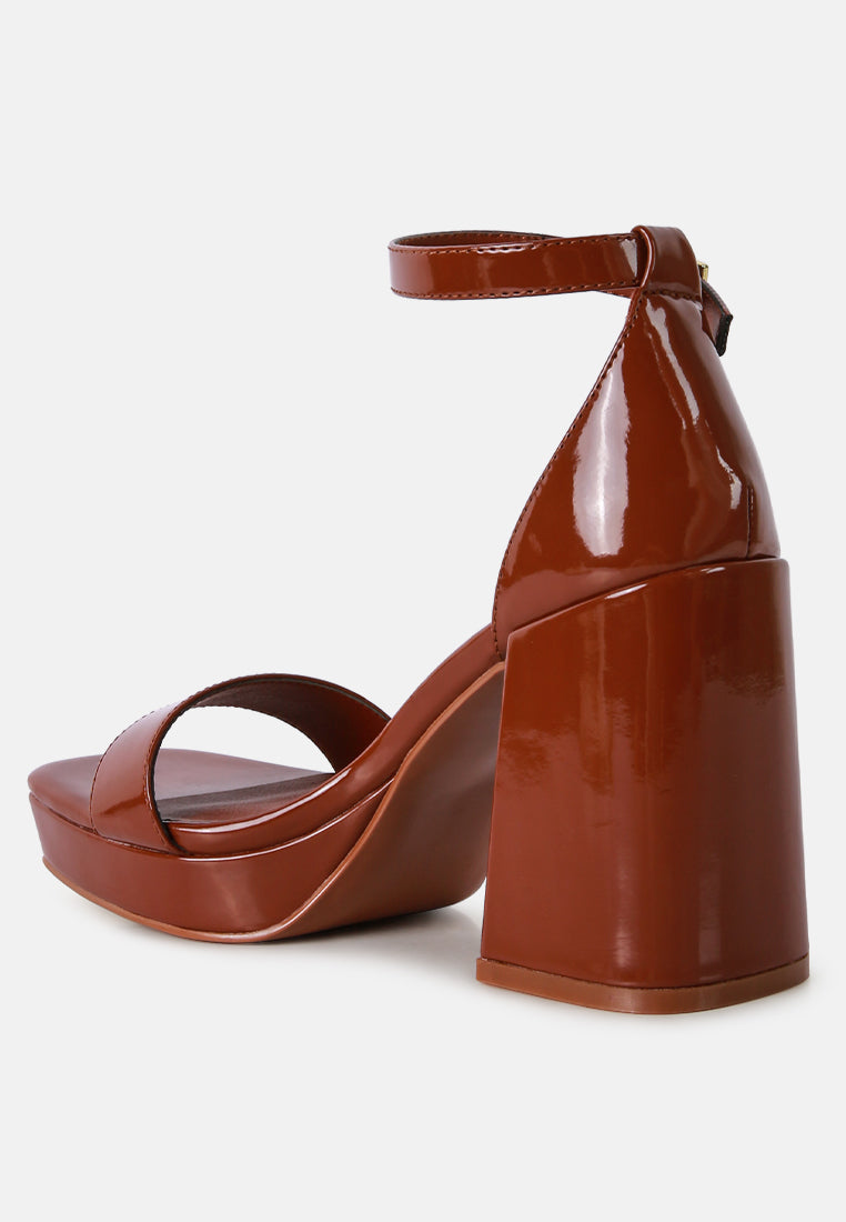 brown high block heeled platform sandals#color_brown