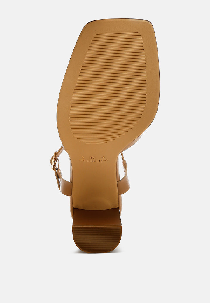 buckle detail faux leather sandals by ruw#color_camel