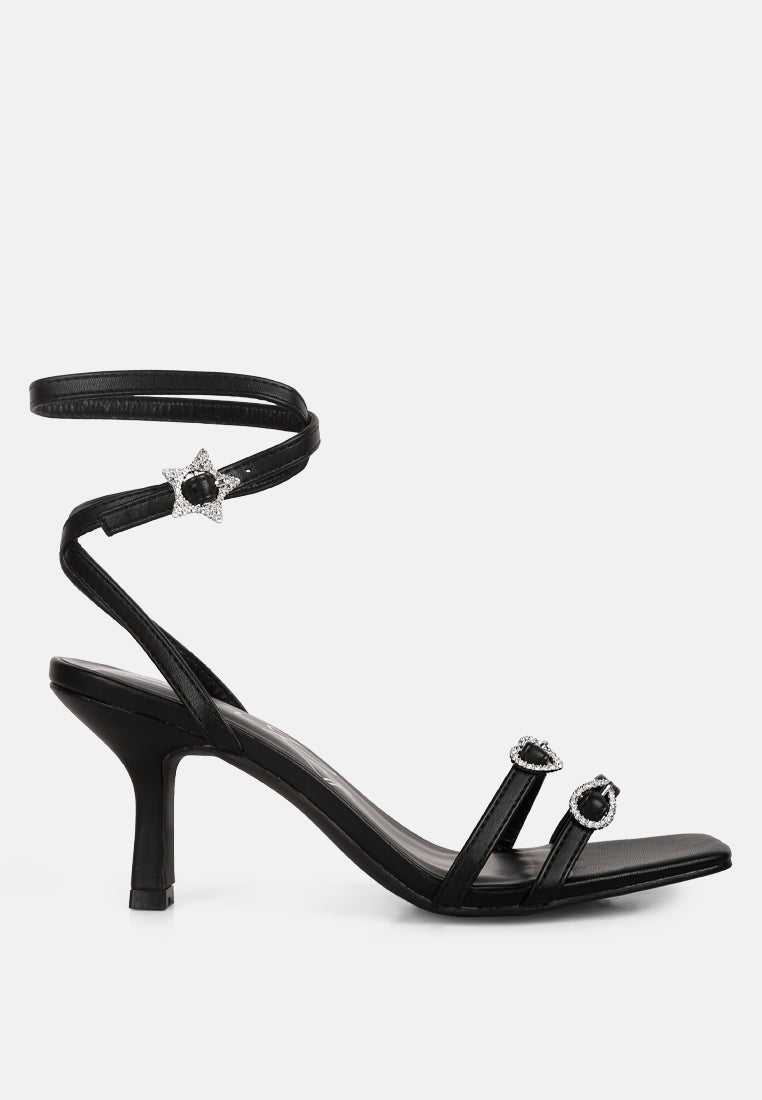 buckle high heel sandals#color_black