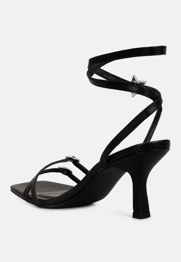 buckle high heel sandals#color_black