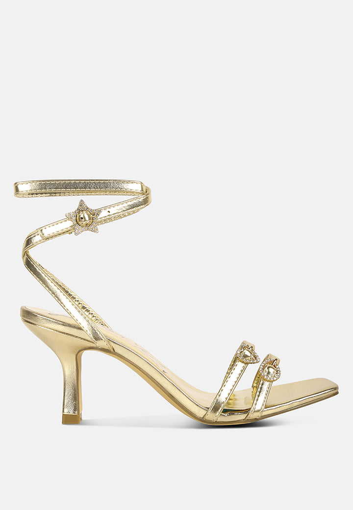 buckle high heel sandals#color_gold