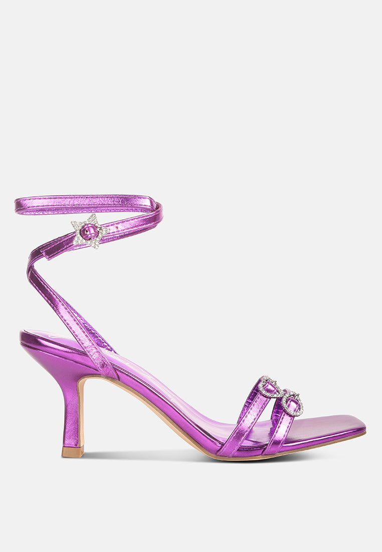 buckle high heel sandals#color_purple