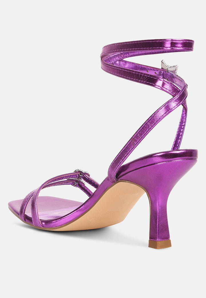 buckle high heel sandals#color_purple