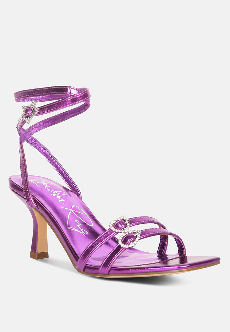 buckle high heel sandals#color_purple