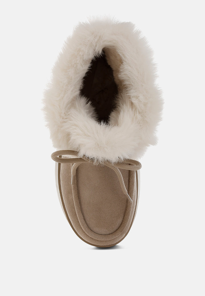 bunting faux fur collar flatform boots by ruw#color_beige