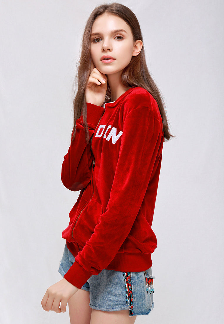 burgundy velvet zipper jacket#color_burgundy