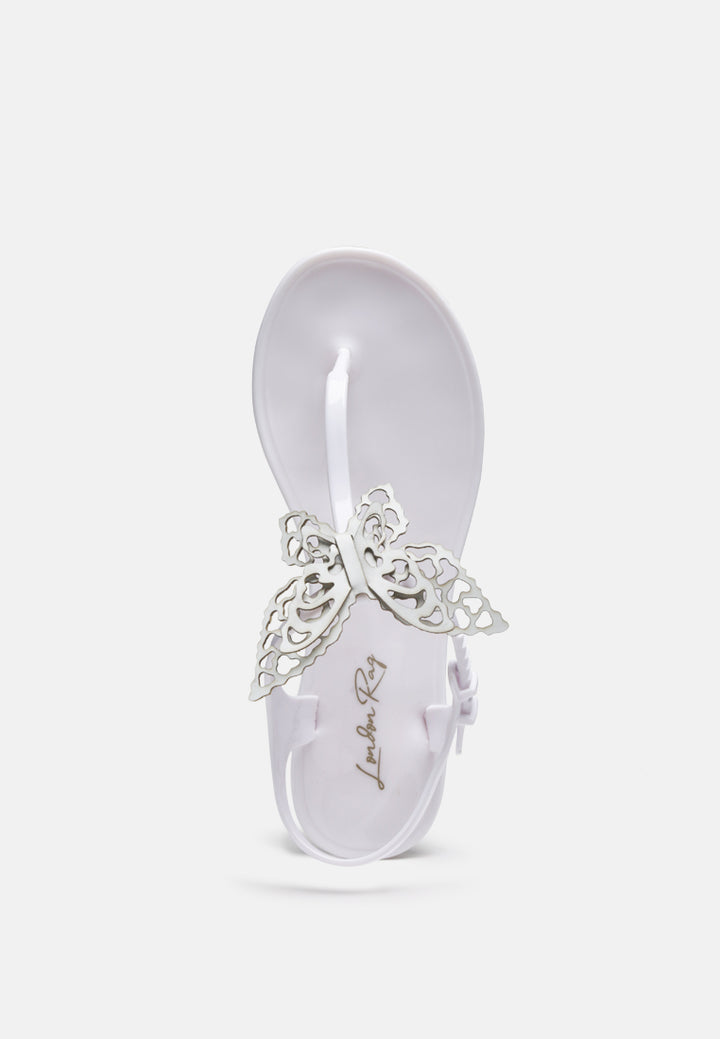 butterfly lace t strap sandals#color_white