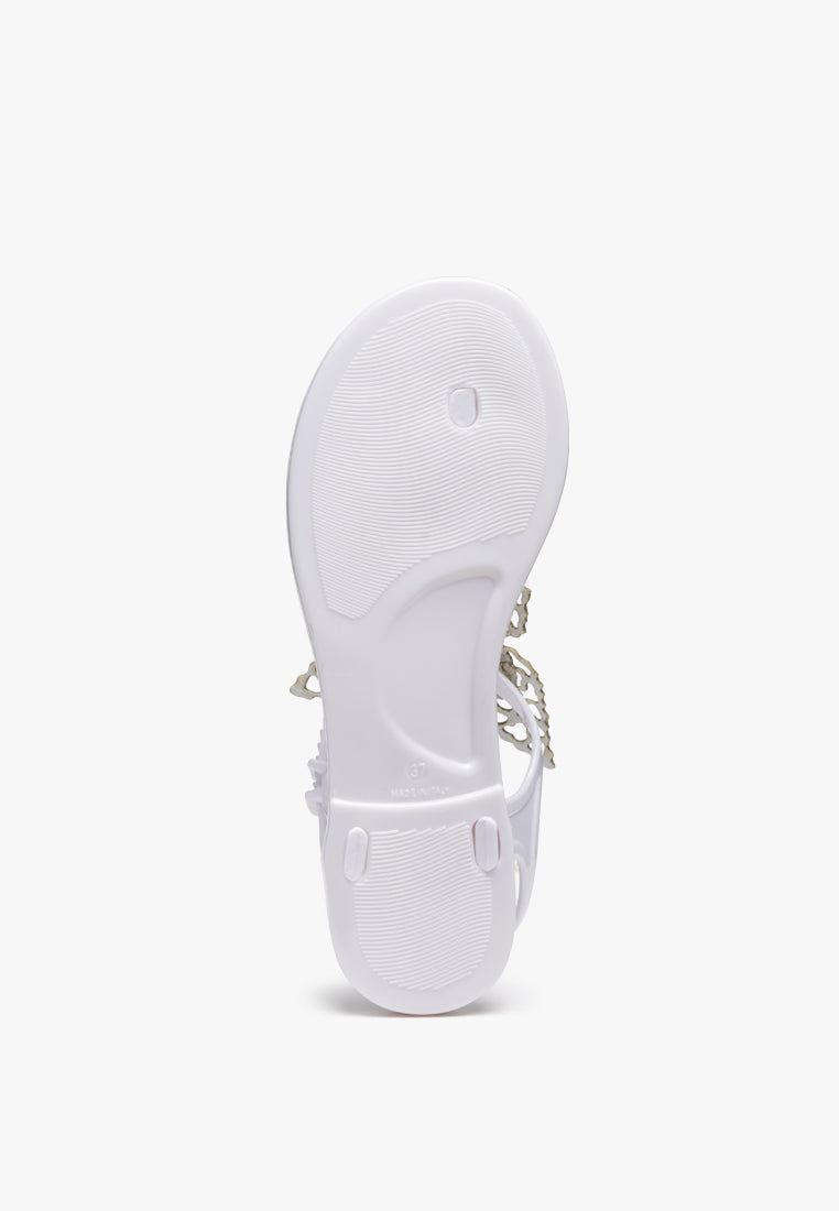 butterfly lace t strap sandals#color_white