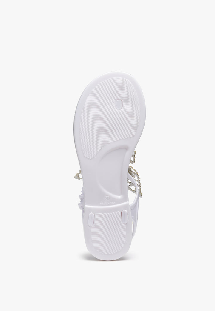 butterfly lace t strap sandals#color_white