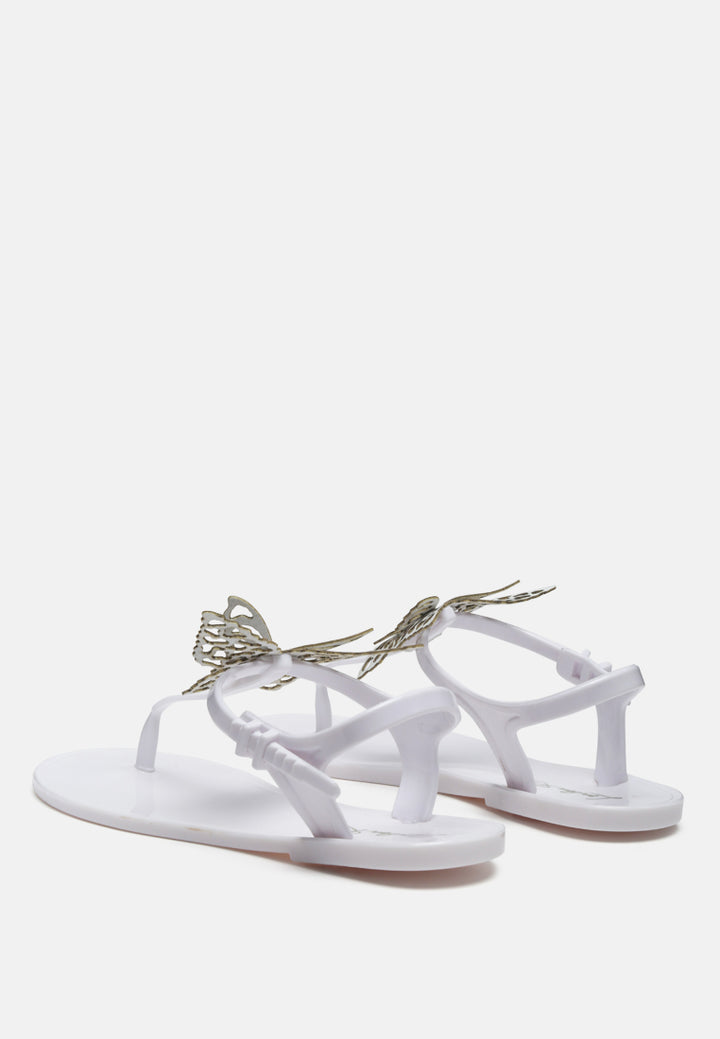butterfly lace t strap sandals#color_white