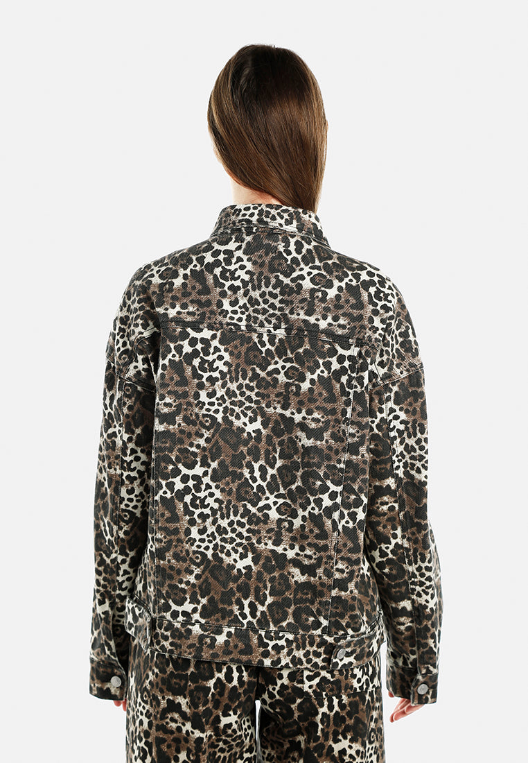 button up denim jacket by ruw#color_leopard-print