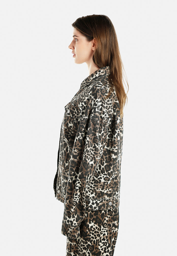 button up denim jacket by ruw#color_leopard-print