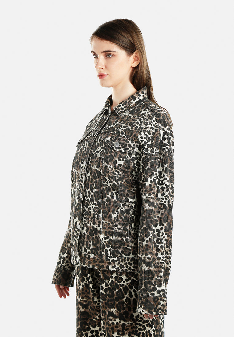 button up denim jacket by ruw#color_leopard-print