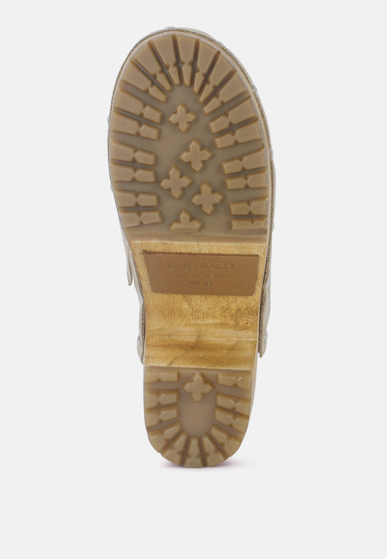 fine suede studded clogs mules by ruw#color_beige