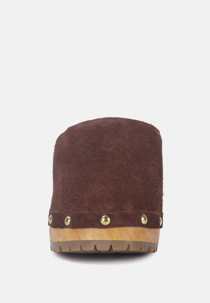 fine suede studded clogs mules by ruw#color_brown