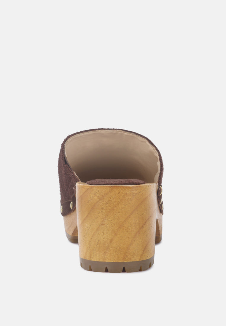 fine suede studded clogs mules by ruw#color_brown