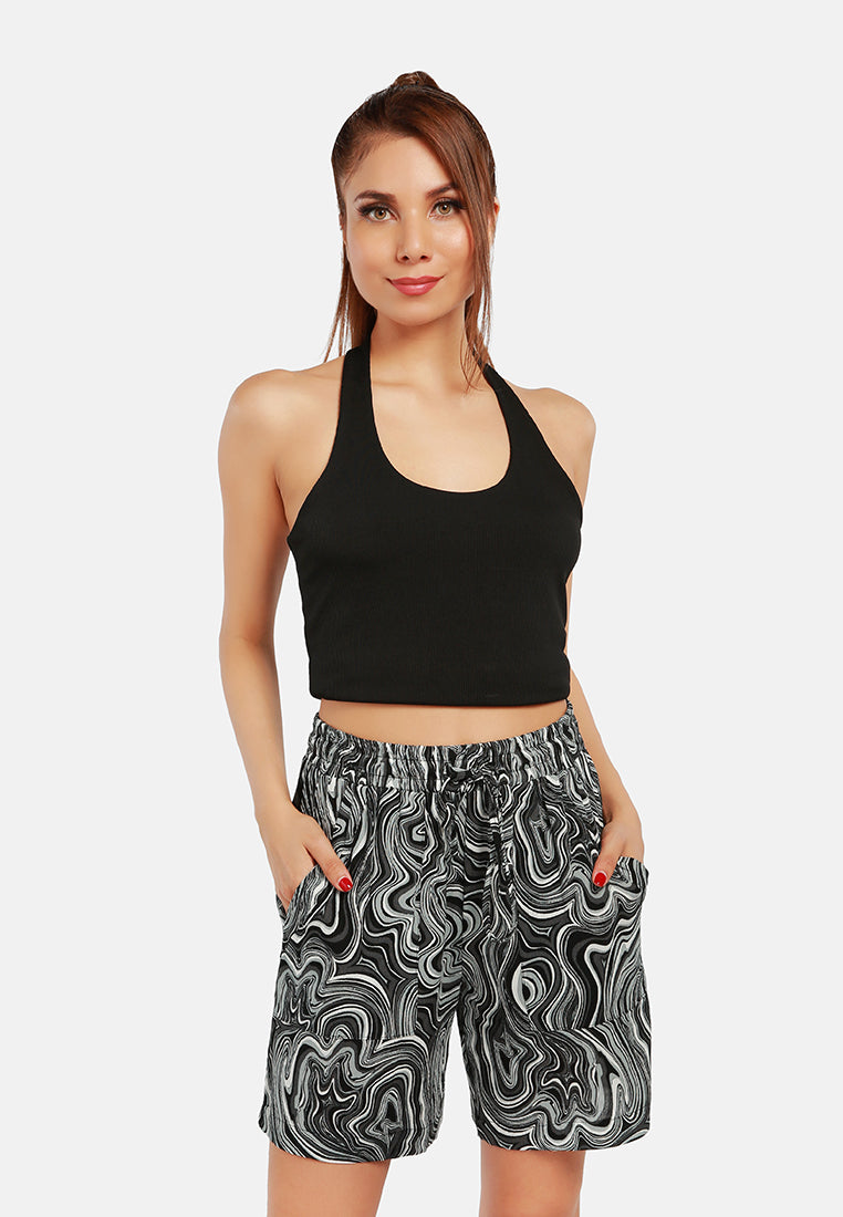 comfy drawstring shorts#color_black-wave