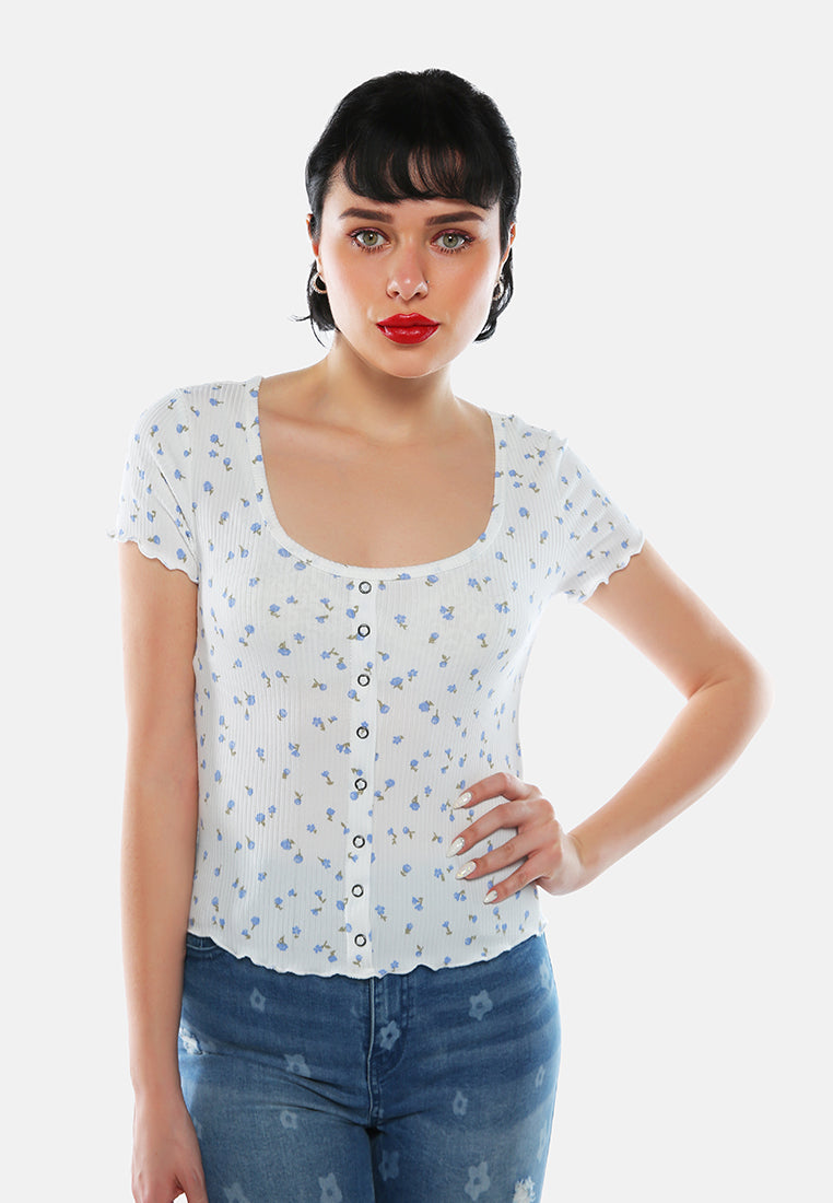 casual short summer top#color_ivory-floral