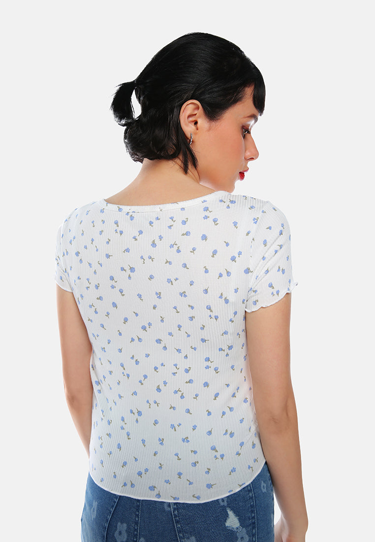 casual short summer top#color_ivory-floral