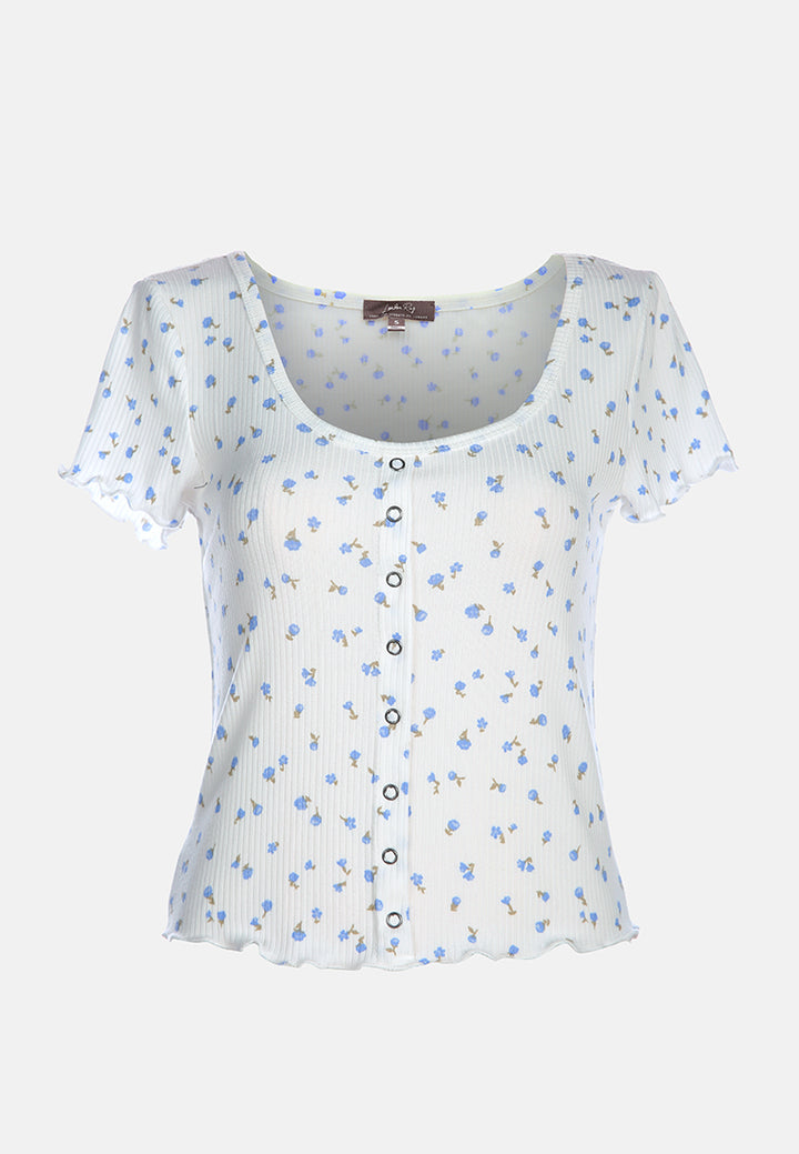 casual short summer top#color_ivory-floral