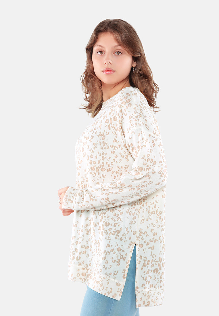oversized fleece tunic#color_leopard-print