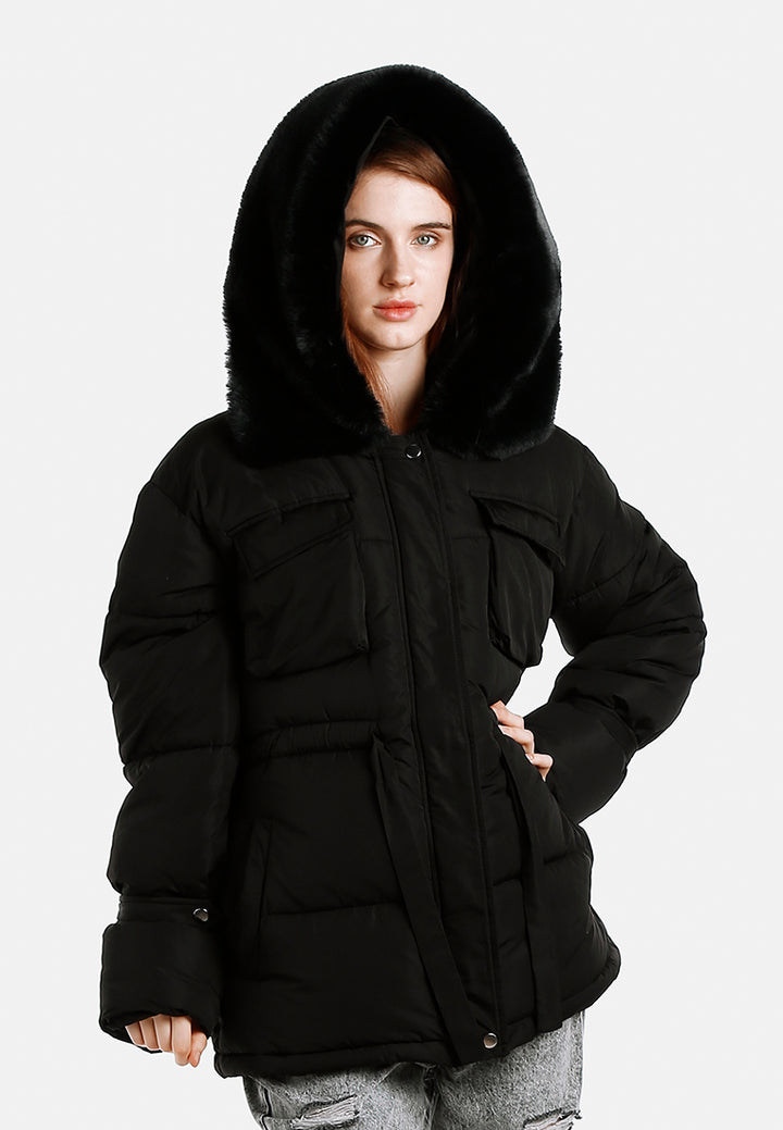 long puffer jacket hoodie by ruw#color_black