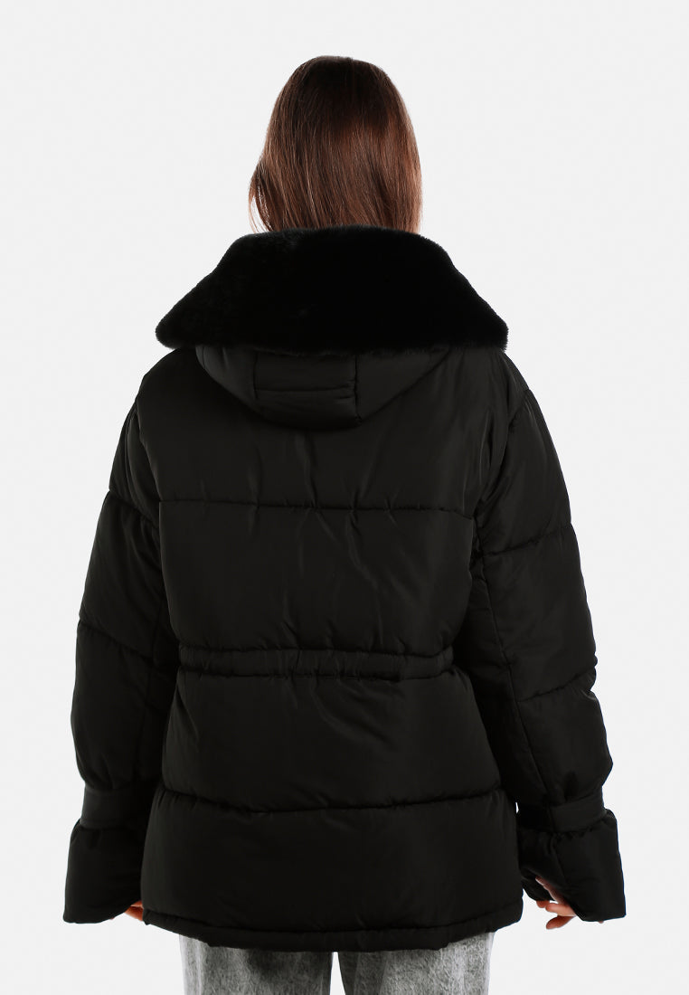 long puffer jacket hoodie by ruw#color_black