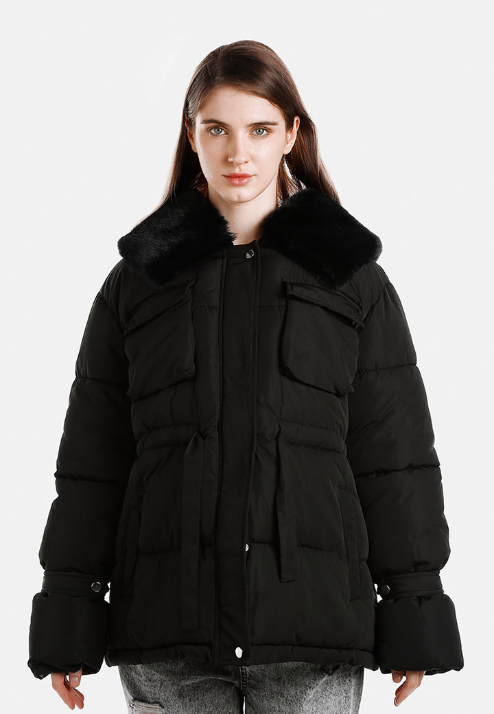 long puffer jacket hoodie by ruw#color_black