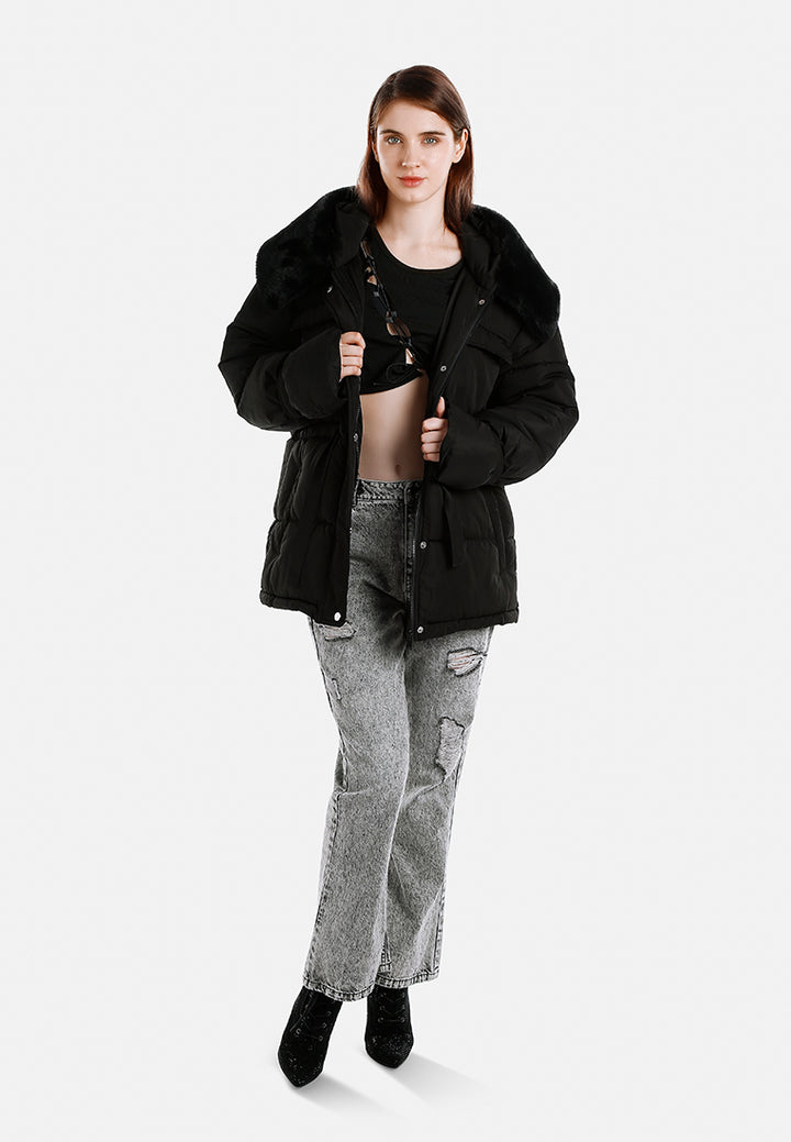 long puffer jacket hoodie by ruw#color_black