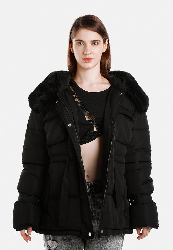 long puffer jacket hoodie by ruw#color_black