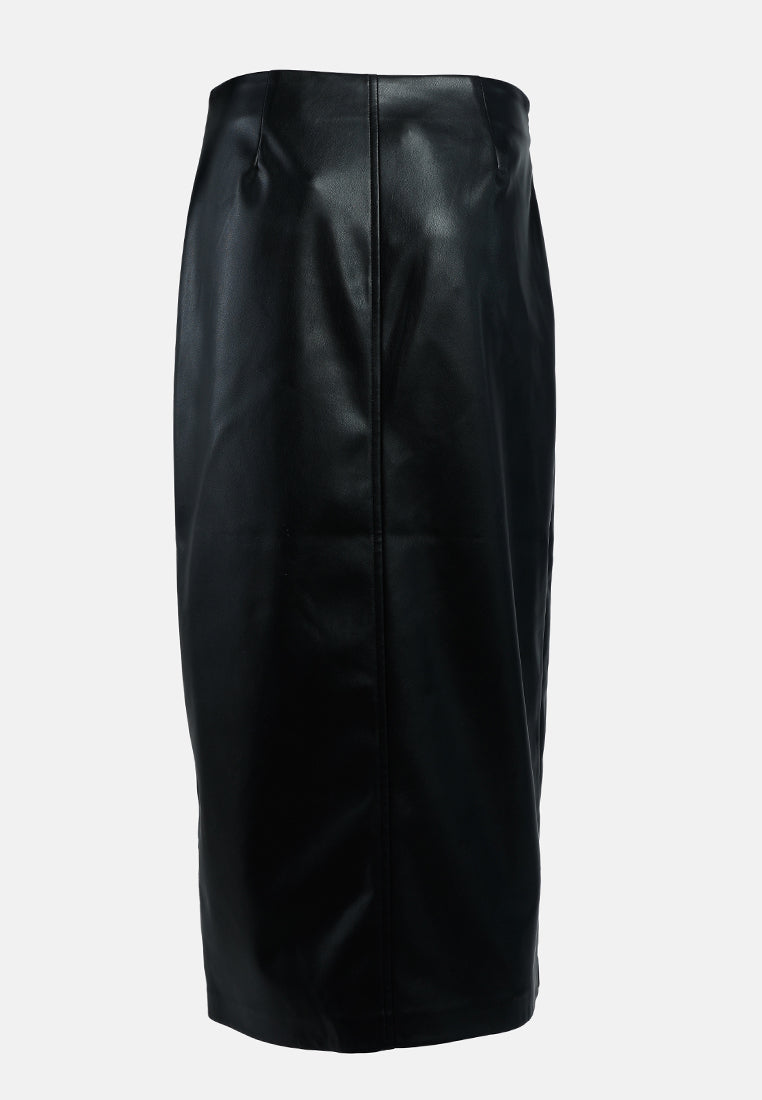 front slit midi skirt#color_black