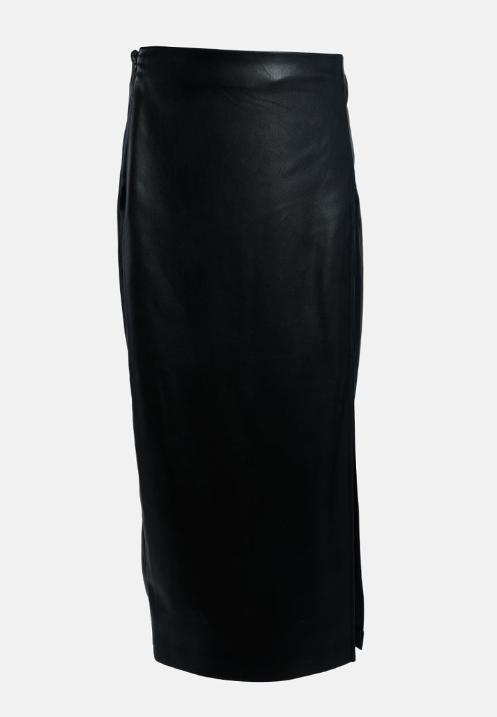 front slit midi skirt#color_black