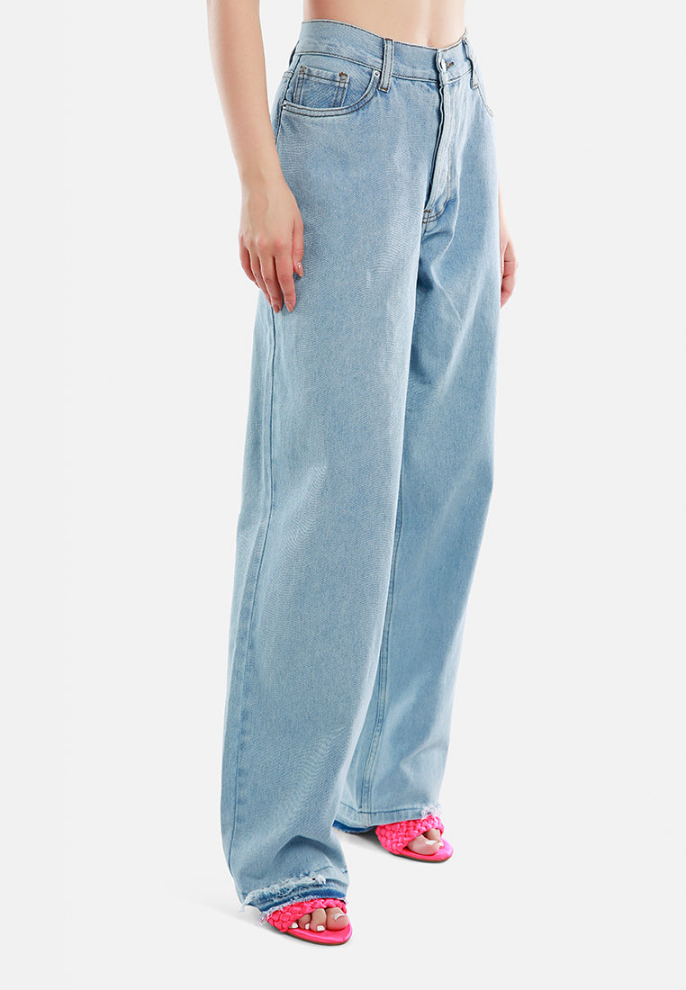 ripped wide leg denim trousers by ruw#color_jeans-blue