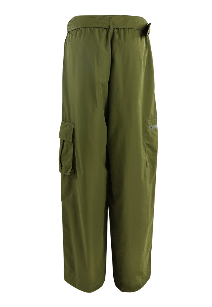 relaxed woven cargo pants with belt#color_olive