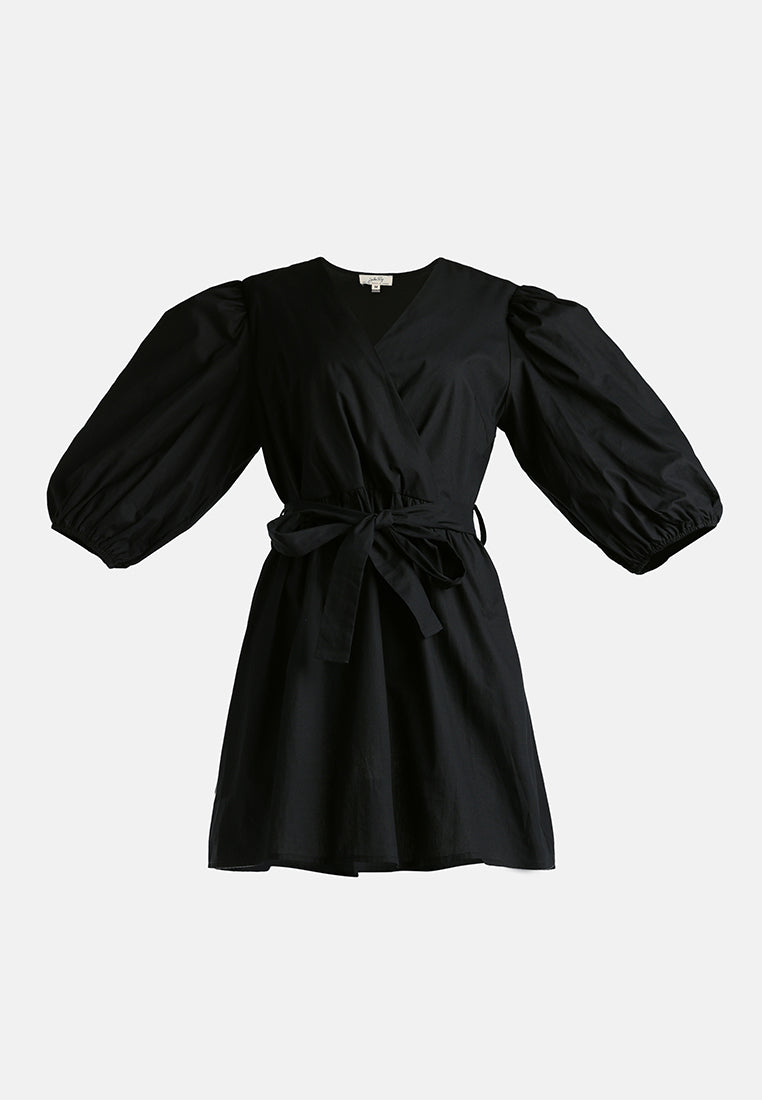 v-neck belt dress by ruw#color_black