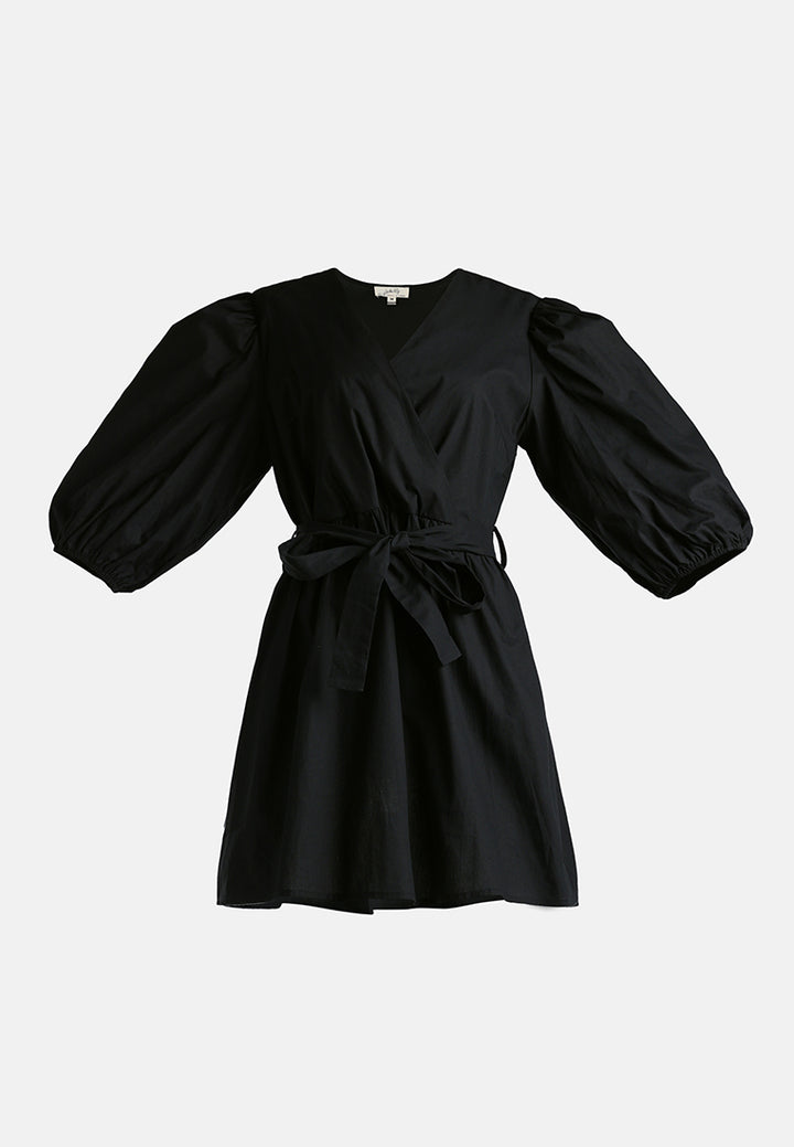 v-neck belt dress by ruw#color_black