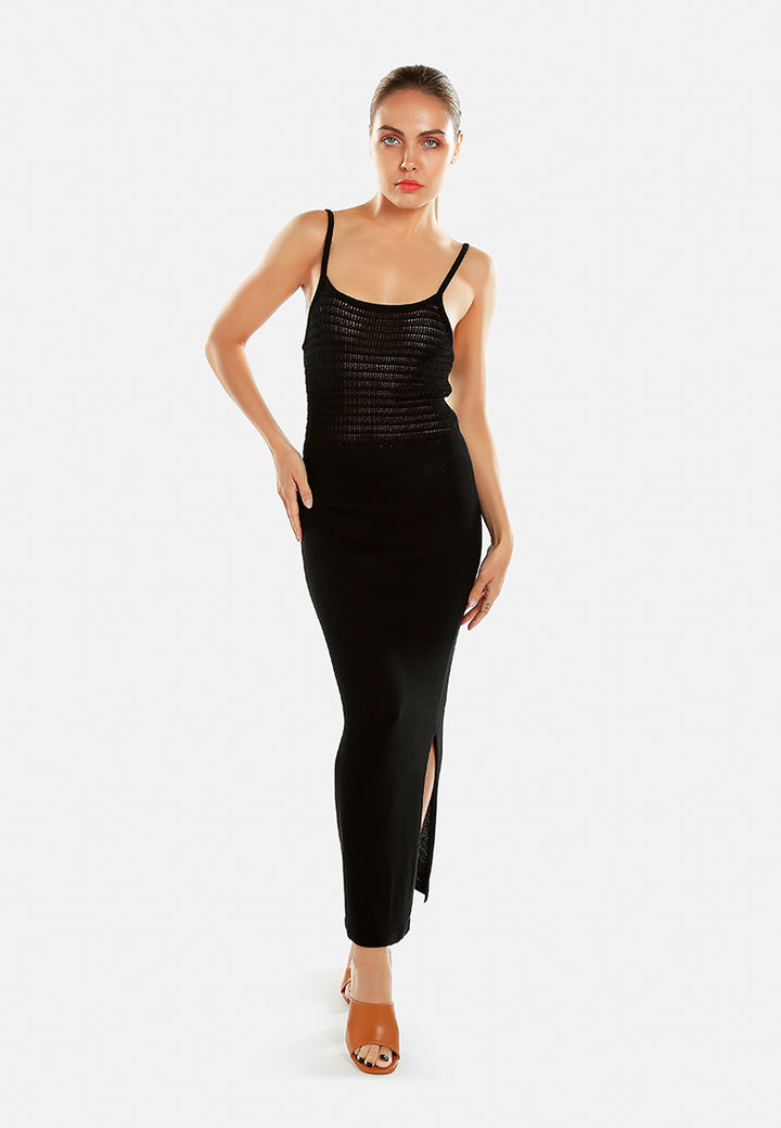 straight side slit dress by ruw#color_black