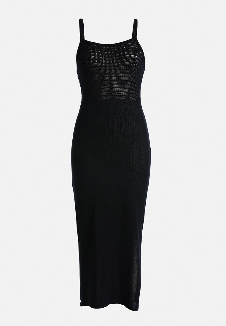 straight side slit dress by ruw#color_black