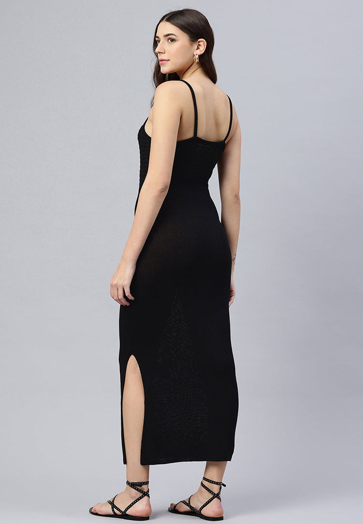 straight side slit dress by ruw#color_black