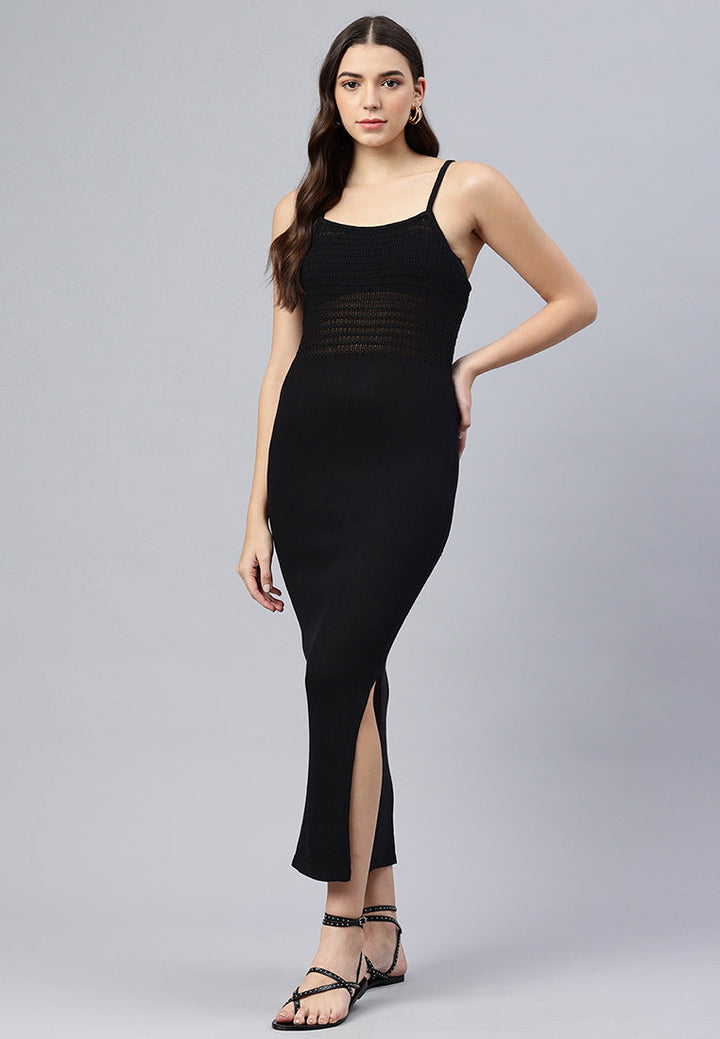 straight side slit dress by ruw#color_black