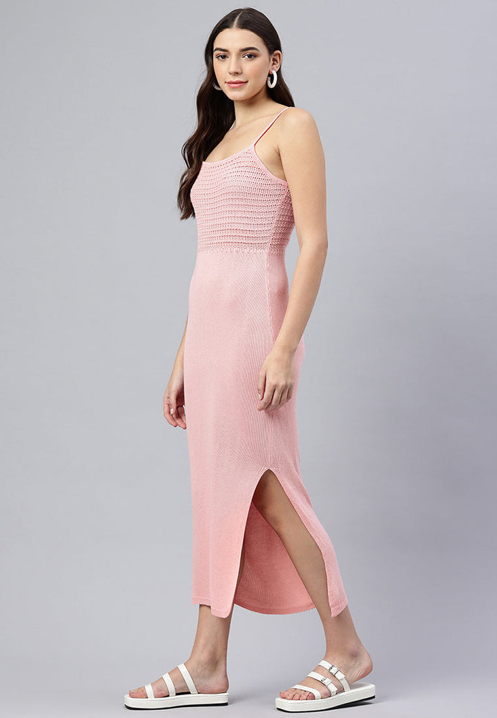 straight side slit dress by ruw#color_pink