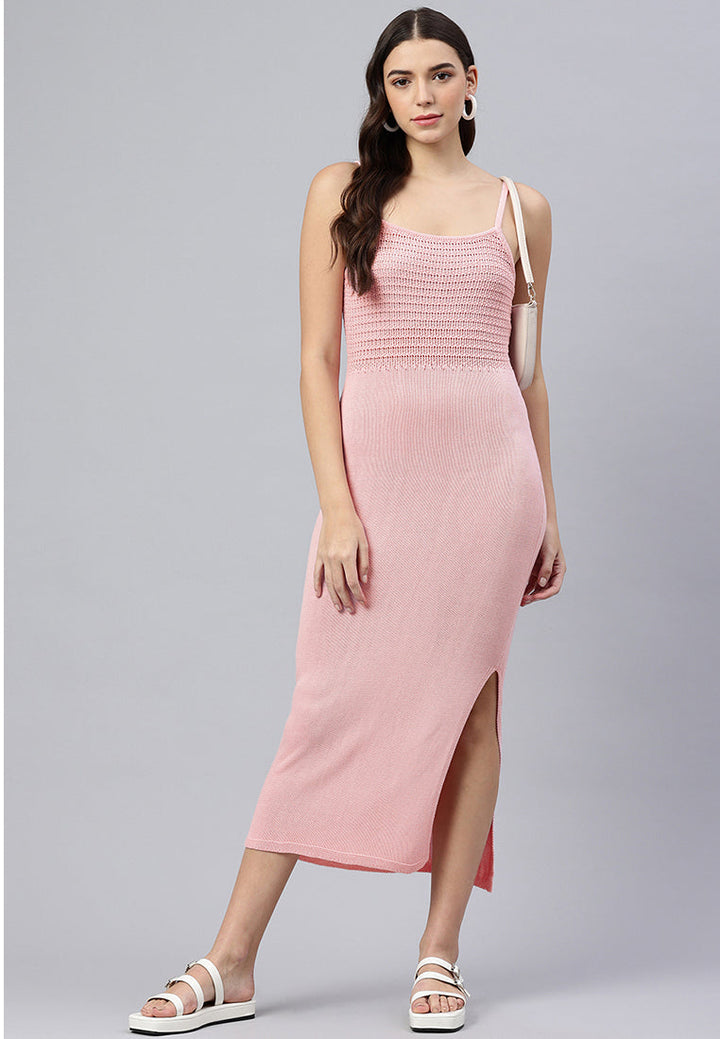 straight side slit dress by ruw#color_pink